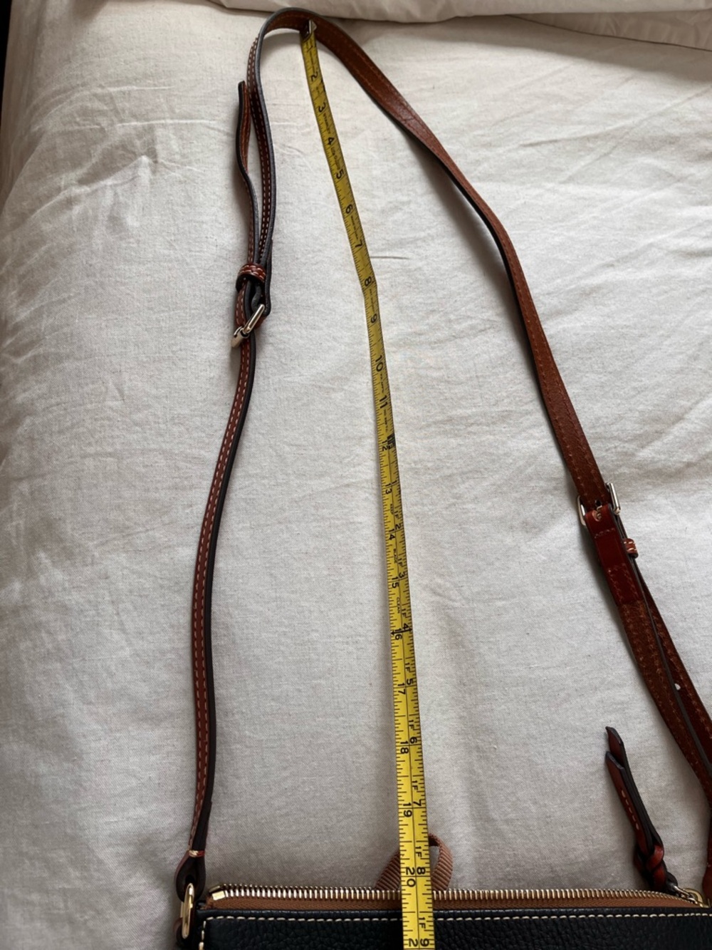 Dooney & Bourke Black Pebbled Leather Messenger with Brown Trim - Picture 3 of 10